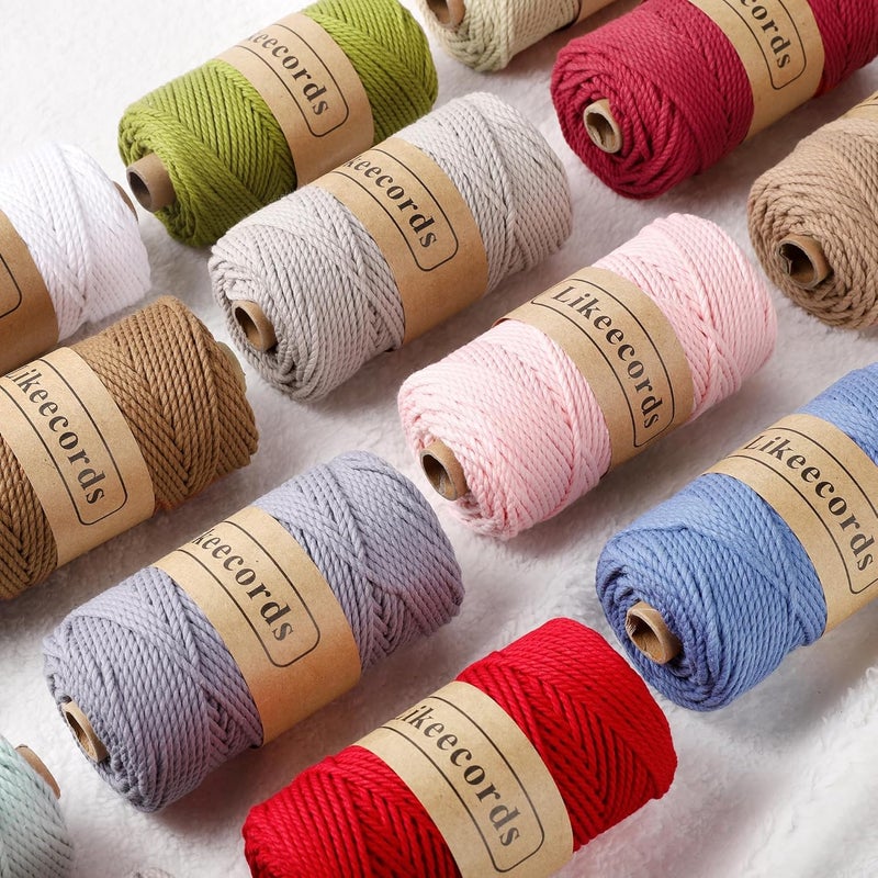 Likeecords 2 Rolls of Cotton Macrame Cord 3mm x 100m, 3 Strand Twisted, Macrame Rope, Macrame String Cotton Yarn, Macrame Yarn Craft Cord for Knitting Plant Hangers Christmas Décor (Natural White) - Image 5